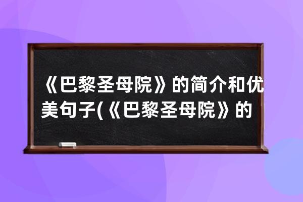 《巴黎圣母院》的简介和优美句子(《巴黎圣母院》的经典句子和语段)