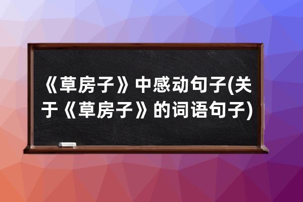 《草房子》中感动句子(关于《草房子》的词语句子)