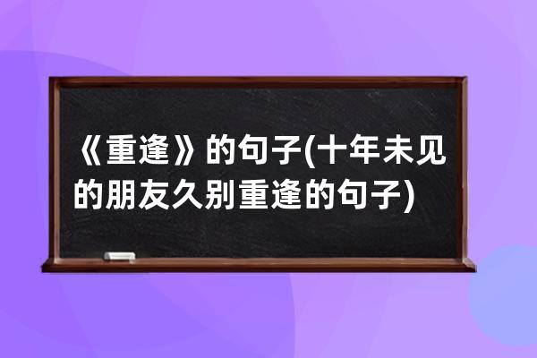 《重逢》的句子(十年未见的朋友久别重逢的句子)