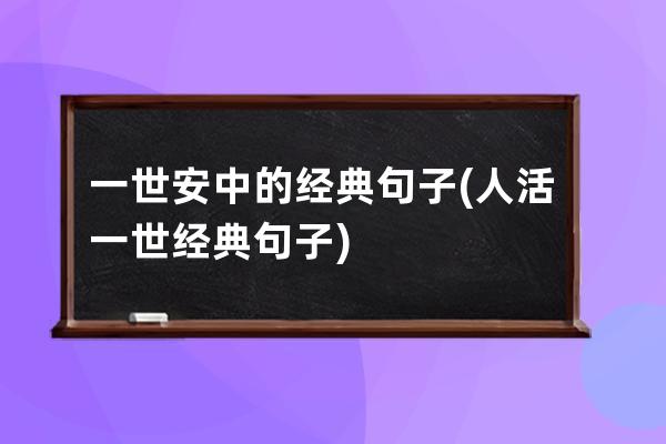 一世安中的经典句子(人活一世经典句子)