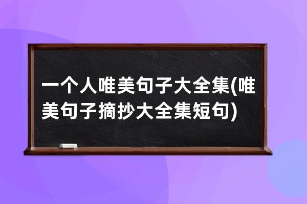 一个人唯美句子大全集(唯美句子摘抄大全集短句)