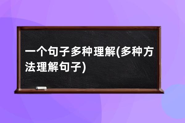 一个句子多种理解(多种方法理解句子)