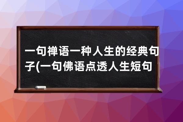 一句禅语一种人生的经典句子(一句佛语点透人生短句)