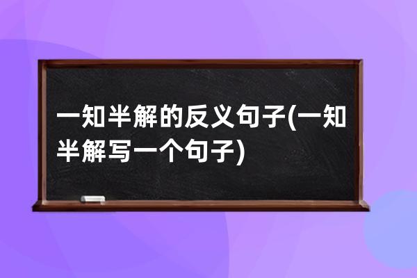 一知半解的反义句子(一知半解写一个句子)