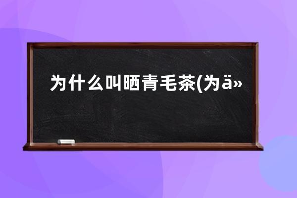 为什么叫晒青毛茶(为什么晒青毛茶会出现绿叶)