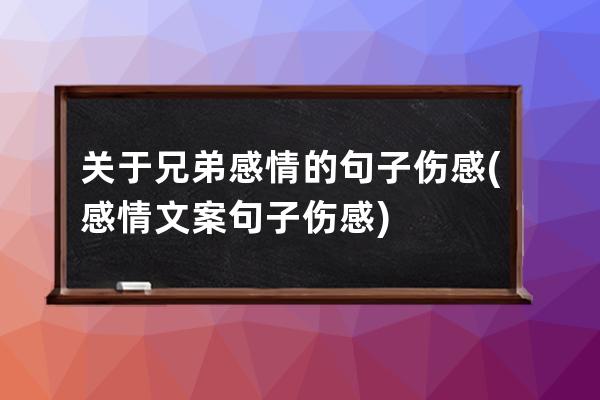 关于兄弟感情的句子伤感(感情文案句子伤感)