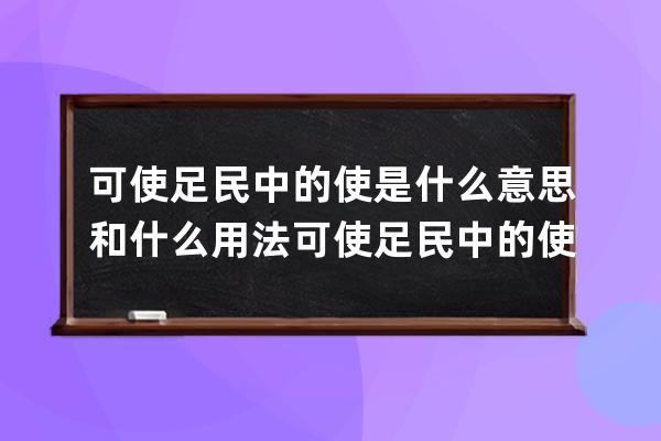 可使足民中的使是什么意思和什么用法 可使足民中的使的意思