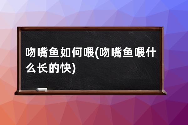 吻嘴鱼如何喂(吻嘴鱼喂什么长的快)