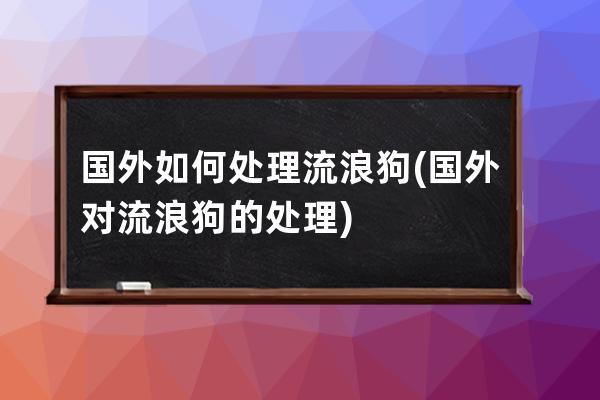 国外如何处理流浪狗(国外对流浪狗的处理)