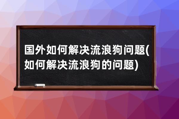 国外如何解决流浪狗问题(如何解决流浪狗的问题)