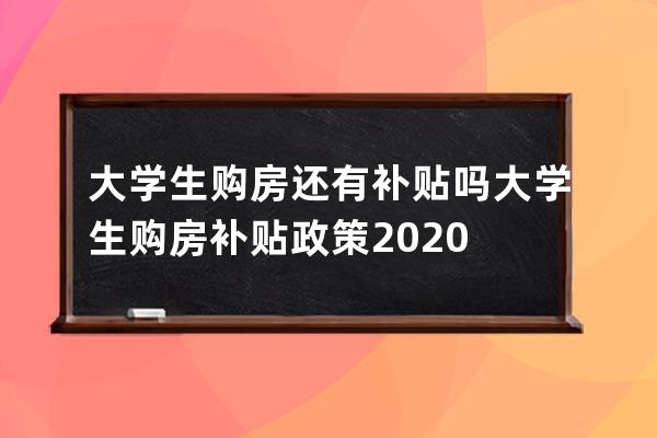 大学生购房还有补贴吗 大学生购房补贴政策2020 