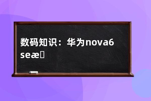 数码知识：华为nova6se怎么显示网速显示网速教程