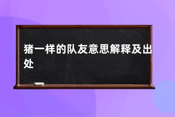 猪一样的队友意思解释及出处