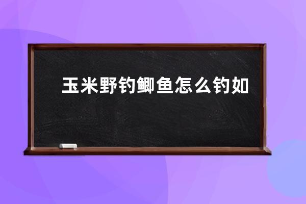 玉米野钓鲫鱼怎么钓 如何用玉米制饵