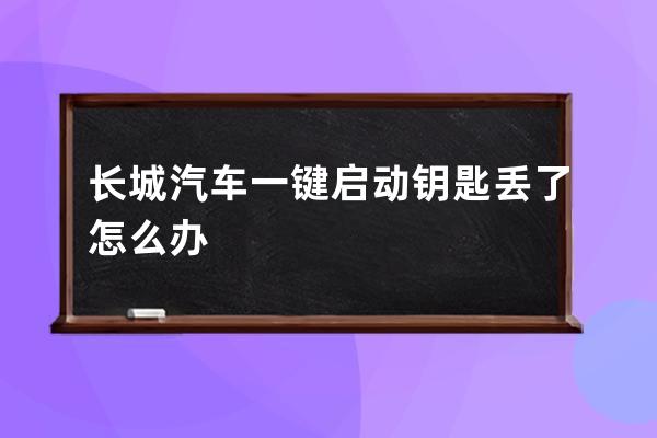 长城汽车一键启动钥匙丢了怎么办