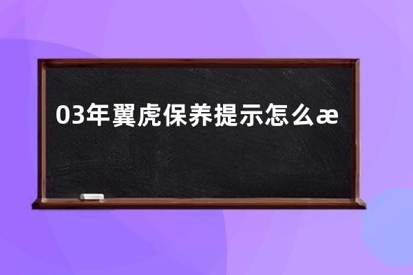 03年翼虎保养提示怎么消除