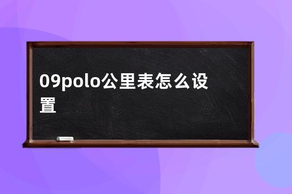 09polo公里表怎么设置