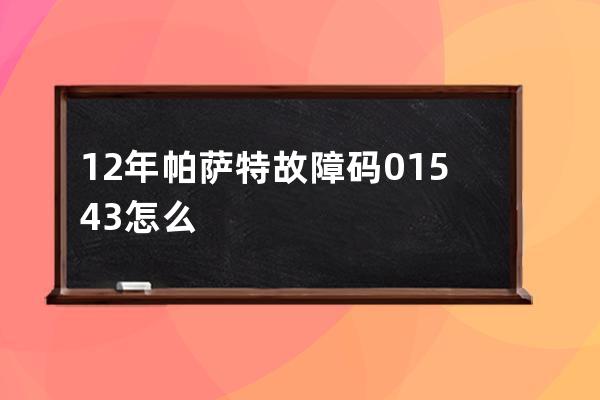 12年帕萨特故障码01543怎么