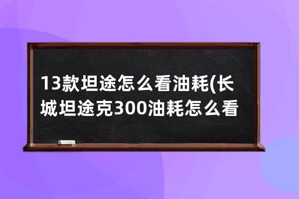 13款坦途怎么看油耗(长城坦途克300油耗怎么看)