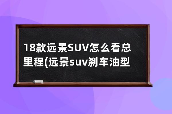 18款远景SUV怎么看总里程(远景suv刹车油型号怎么看)