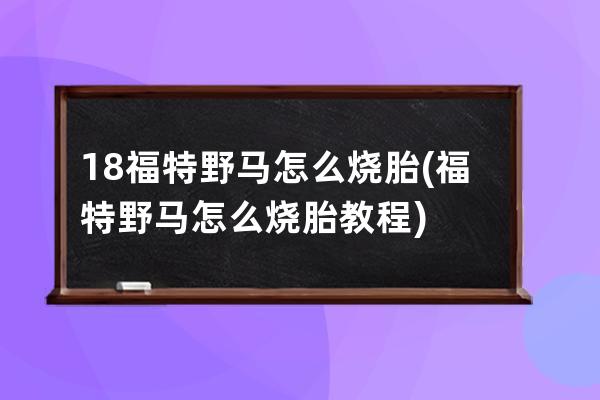 18福特野马怎么烧胎(福特野马怎么烧胎教程)