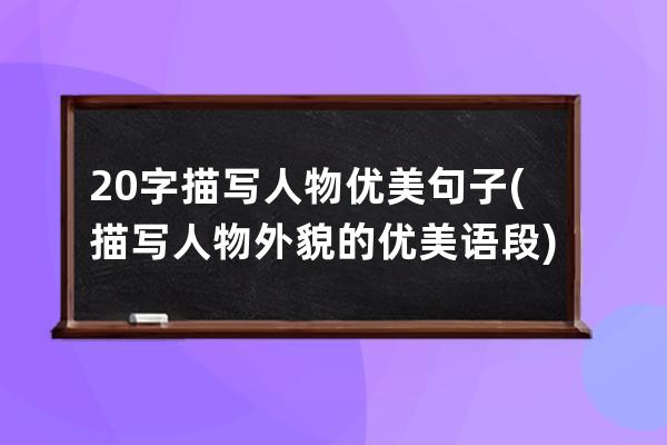 20字描写人物优美句子(描写人物外貌的优美语段)