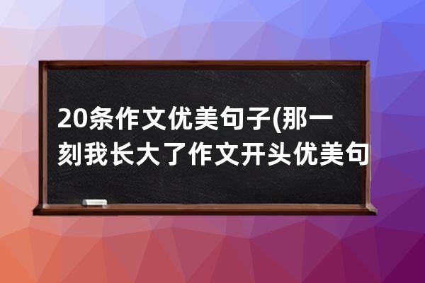 20条作文优美句子(那一刻我长大了作文开头优美句子)