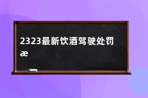 2323最新饮酒驾驶处罚标准