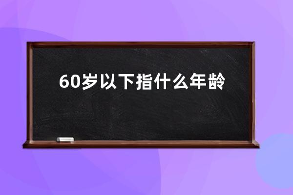 60岁以下指什么年龄