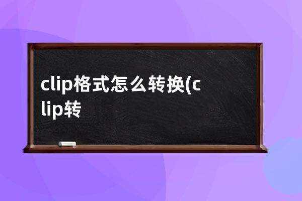 clip格式怎么转换(clip转换格式在线)