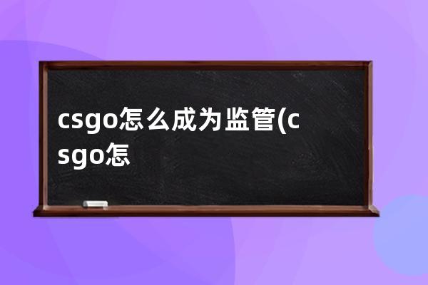 csgo怎么成为监管(csgo怎么成为优先)