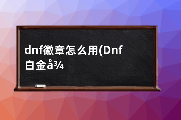 dnf徽章怎么用(Dnf白金徽章怎么用)