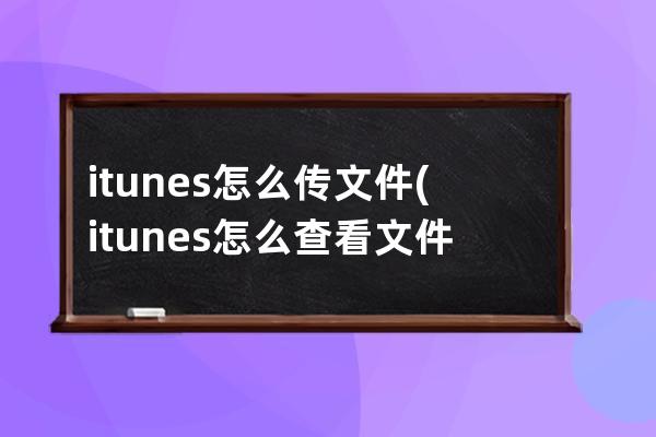 itunes怎么传文件(itunes怎么查看文件)